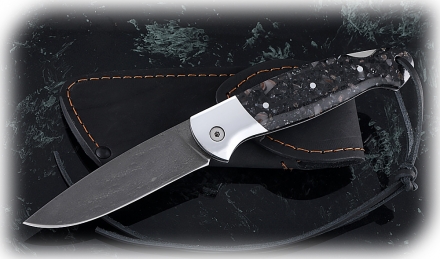 Нож Ворон, складной, сталь Х12МФ, рукоять накладки акрил гранит с дюралью