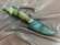 Нож Енисей дамаск ламинированный с воронением, карельская береза зеленая, мокумэ-гане