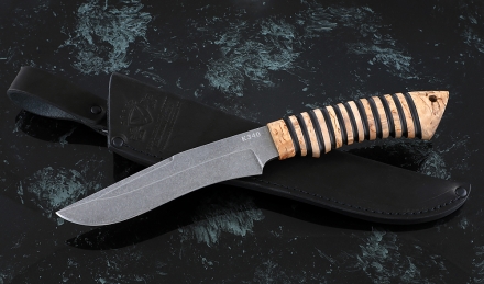 Нож Волк сталь К340 рукоять карельская береза черный (зебра)