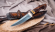 Нож из стали S390 «Орлан», рукоять мокумэ-ганэ, черный граб, зуб мамонта и железное дерево