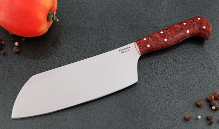 Кухонный нож Шеф №2 сталь 95Х18, рукоять акрил красный
