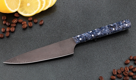 Кухонный нож Шеф №6 сталь Х12МФ, рукоять акрил синий