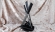 Премиум набор ножей Танто дамаск ламинированный черный граб на подставке «Костер»
