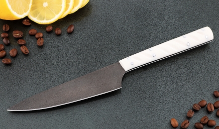 Кухонный нож Шеф №6 сталь Х12МФ, рукоять акрил белый