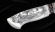 Коллекционный нож Барракуда ламинация S 390 в  крученом дамаске, серебро акрил белый, скримшоу Джокер