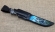 Премиум нож Барракуда ламинация S 390 в  крученом дамаске, мокуме-гане акрил черный, скримшоу «Охота»
