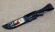 Премиум нож Барракуда ламинация S 390 в  крученом дамаске, мокуме-гане акрил черный, скримшоу «Охота»