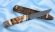 Коллекционный Нож Гриф сталь дамаск нержавеющий рукоять карельская береза рог лося кость мамонта на подставке