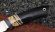Нож из стали S390 «Странник-2» рукоять зуб мамонта стабилизированный желтый черный граб