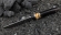Нож из стали S390 «Странник-2» рукоять зуб мамонта стабилизированный желтый черный граб