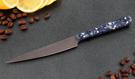 Кухонный нож Шеф №7 сталь Х12МФ, рукоять акрил синий