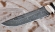Подарочный Нож Барракуда сталь дамаск торцевой, рукоять мокуме-гане черный граб бивень моржа резной на подставке