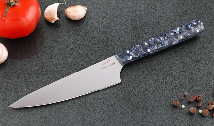 Кухонный нож Шеф №6 сталь 95Х18, рукоять синий акрил
