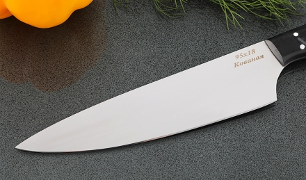 Кухонный нож Шеф №5 сталь 95Х18, рукоять акрил черный