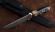 Нож Крот-2 сталь дамаск торцевой рукоять мокуме-гане кость мамонта черный граб резная карельская береза