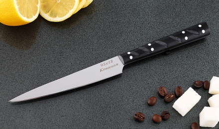 Кухонный нож Шеф №7 сталь 95Х18, рукоять черный акрил