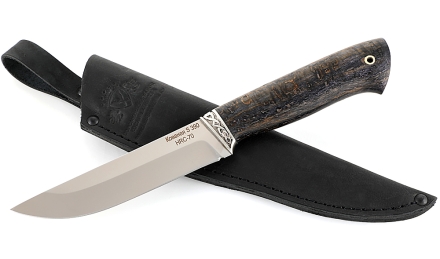 Нож Гриф сталь S390 рукоять карельская береза стабилизированная коричневая, мельхиор (распродажа)