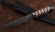 Нож Ягуар сталь Х12МФ, рукоять береста черный граб (зебра)