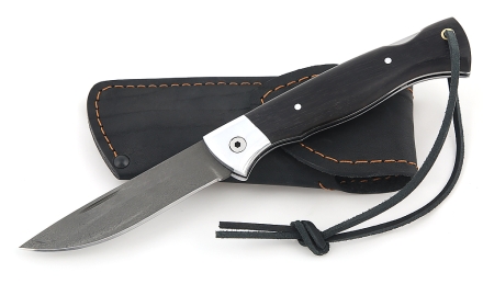 Складной нож Лиса, сталь Х12МФ, рукоять накладки черный граб
