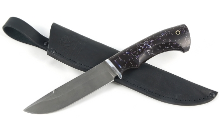 Нож Барракуда сталь Х12МФ, рукоять искусственный камень, сиреневый
