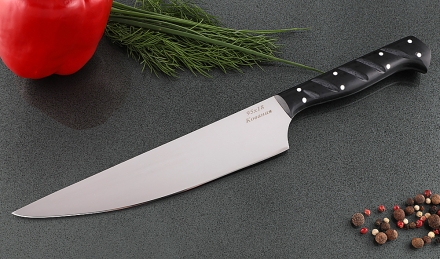 Кухонный нож Шеф №8 сталь 95Х18, рукоять черный акрил