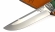 Нож из стали S390 Барракуда рукоять карельская береза стабилизированная янтарь+изумруд, мельхиор