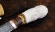 Эксклюзивный Нож Индейский дамаск торцевой мокуме-гане кость мамонта рог лося резной ножны карельская береза