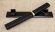 Авторский нож Танто дамаск черный граб резной деревянные ножны на подставке