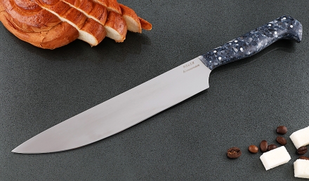 Кухонный нож Шеф №1 сталь 95Х18, рукоять синий акрил