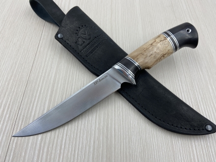 Нож Байкал сталь ХВ-5 никелирование, карельская береза черный граб (распродажа)