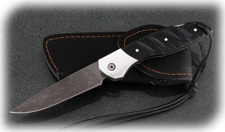 Нож Журавль, складной, сталь Х12МФ, рукоять накладки акрил черный с дюралью