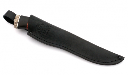 Нож Косуля сталь булат, рукоять черный граб-карельская береза, мельхиор Нож Косуля сталь булат, рукоять черный граб-карельская береза, мельхиор