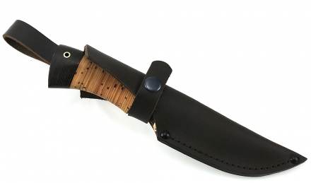 Нож Хаска сталь дамаск полный камень рукоять береста