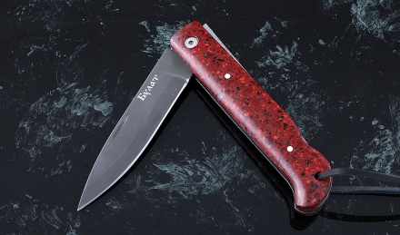 Складной нож Стриж, сталь булат, рукоять накладки акрил красный