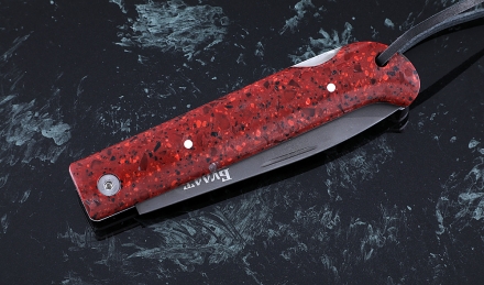 Складной нож Стриж, сталь булат, рукоять накладки акрил красный