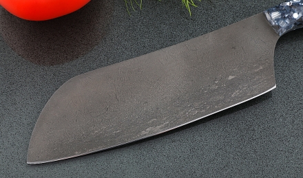 Кухонный нож Шеф №2 сталь Х12МФ, рукоять синий акрил