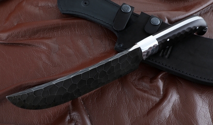 Нож для мяса дамаск полный камень черный граб Нож для мяса дамаск полный камень черный граб