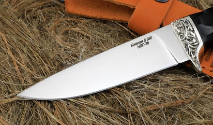 Нож из стали S390 «Жерех» рукоять черный граб, мельхиор Нож из стали S390 «Жерех» рукоять черный граб, мельхиор