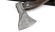 Топор №1 сталь дамаск (долы) короткая рукоять венге с инкрустацией на подставке