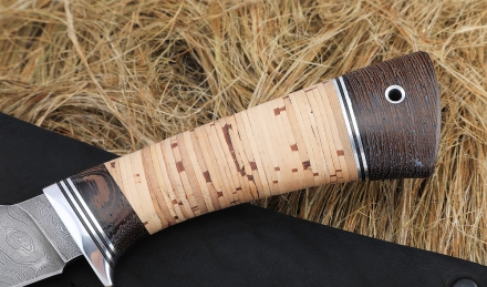 Нож Комар сталь дамаск рукоять береста Нож Комар сталь дамаск рукоять береста
