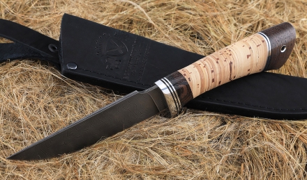 Нож Комар сталь дамаск рукоять береста Нож Комар сталь дамаск рукоять береста