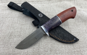 Нож "Хаска" сталь х12мф рукоять карельская береза фиолетовая бубинга 