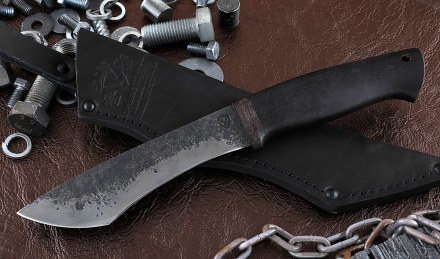 Нож Каратель сталь У8А, рукоять черный граб