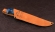 Нож Охотник сталь S390 рукоять карельская береза стабилизированная синяя, мельхиор