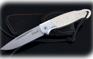 Складной нож Ворон, сталь Elmax, рукоять накладки акрил белый с дюралью Складной нож Ворон, сталь Elmax, рукоять накладки акрил белый с дюралью