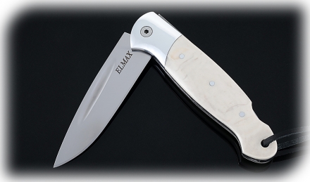 Складной нож Ворон, сталь Elmax, рукоять накладки акрил белый с дюралью Складной нож Ворон, сталь Elmax, рукоять накладки акрил белый с дюралью