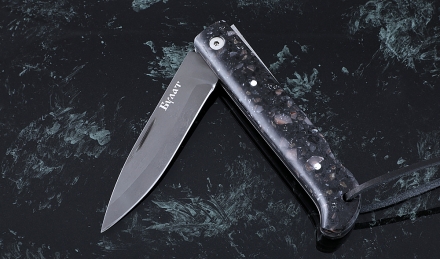 Нож Стриж, складной, сталь булат, рукоять накладки акрил гранит Нож Стриж, складной, сталь булат, рукоять накладки акрил гранит