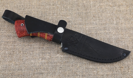 Нож Алтай сталь дамаск ламинированный с воронением, рукоять карельская береза красная Нож Алтай сталь дамаск ламинированный с воронением, рукоять карельская береза красная