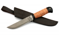 Нож Лось сталь булат, рукоять черный граб-береста, мельхиор - IMG_4789.jpg