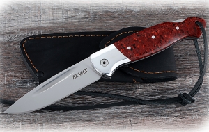 Складной нож Ворон, сталь Elmax, рукоять накладки акрил красный с дюралью Складной нож Ворон, сталь Elmax, рукоять накладки акрил красный с дюралью
